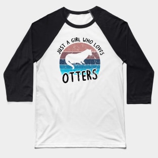 Otter animal motif girls women dwarf otters vintage Baseball T-Shirt